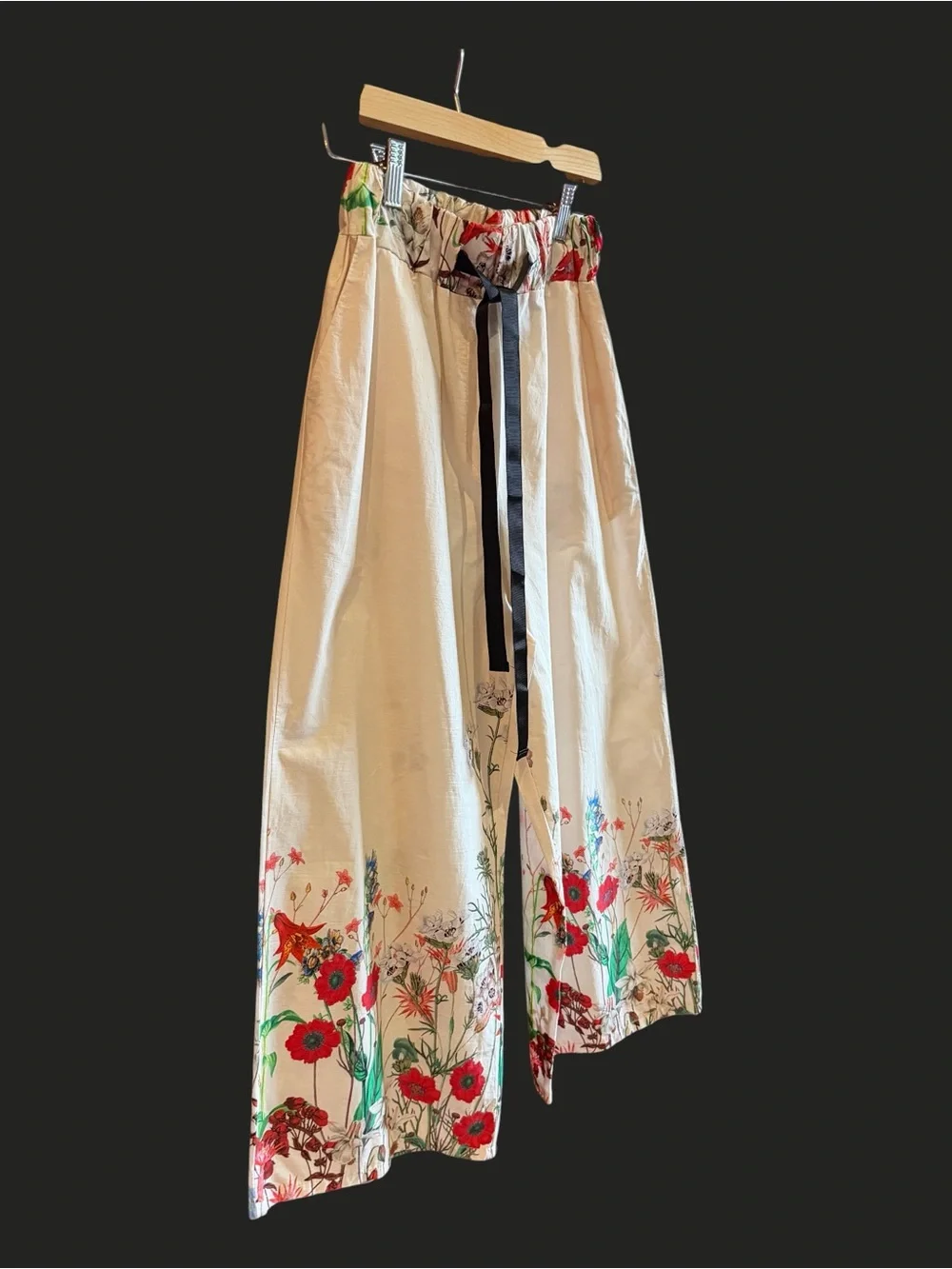 ANGELA MARA Wide Leg Pull on Floral Cotton Pants Italy S - Picture 3 of 15